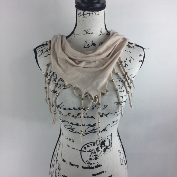 Buckle Accessories - "NEW" BUCKLE Embellished Beaded Cream Scarf
